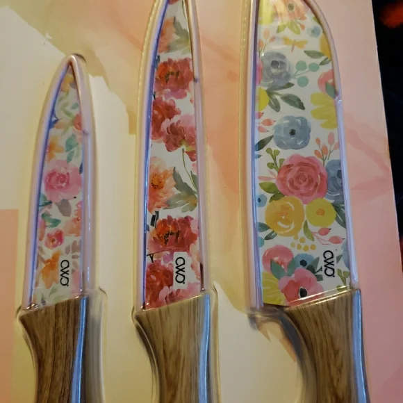 Cook With Color 3 Piece Floral Knife Set - Picture 2 of 7